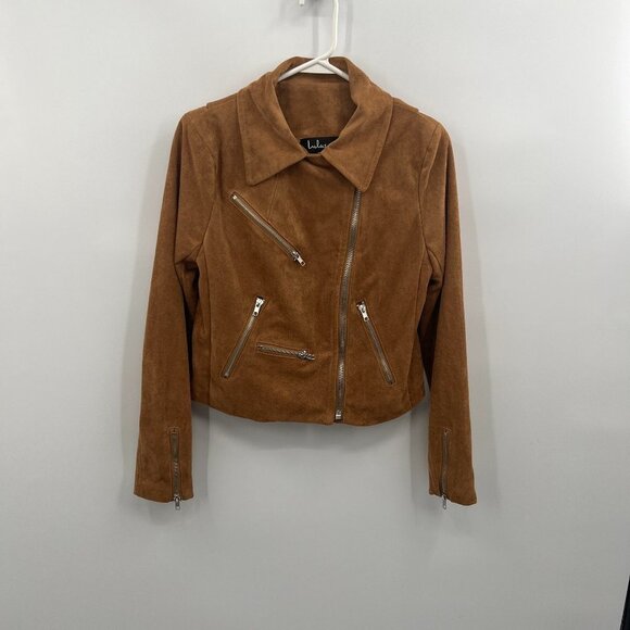 Lulus Faux Suede Moto Jacket Size Medium - Picture 1 of 10